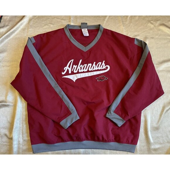 Knights Arkansas Razorbacks Team Pullover Windbreaker‎ Mens XL Water Resistant - Picture 1 of 12